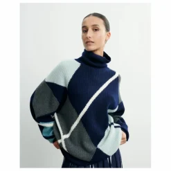 Pull Oversize Argyle Intarsia Cachemire | Bleu marine