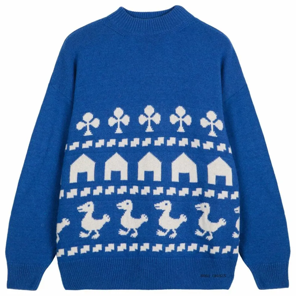 Pull Oversize Farm Jacquard - Collection Femme | Bleu