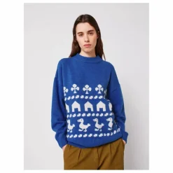 Pull Oversize Farm Jacquard - Collection Femme | Bleu