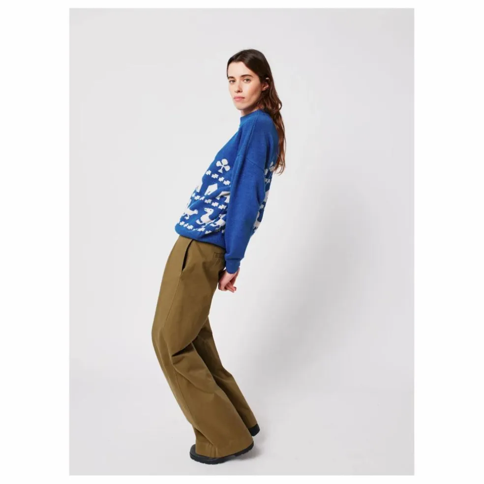 Pull Oversize Farm Jacquard - Collection Femme | Bleu