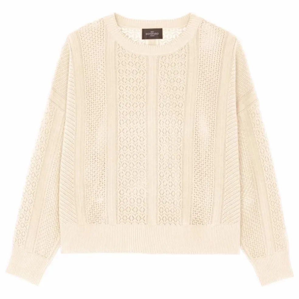 Pull Oversize Patchwork Pointelle Soie et Cachemire | Naturel