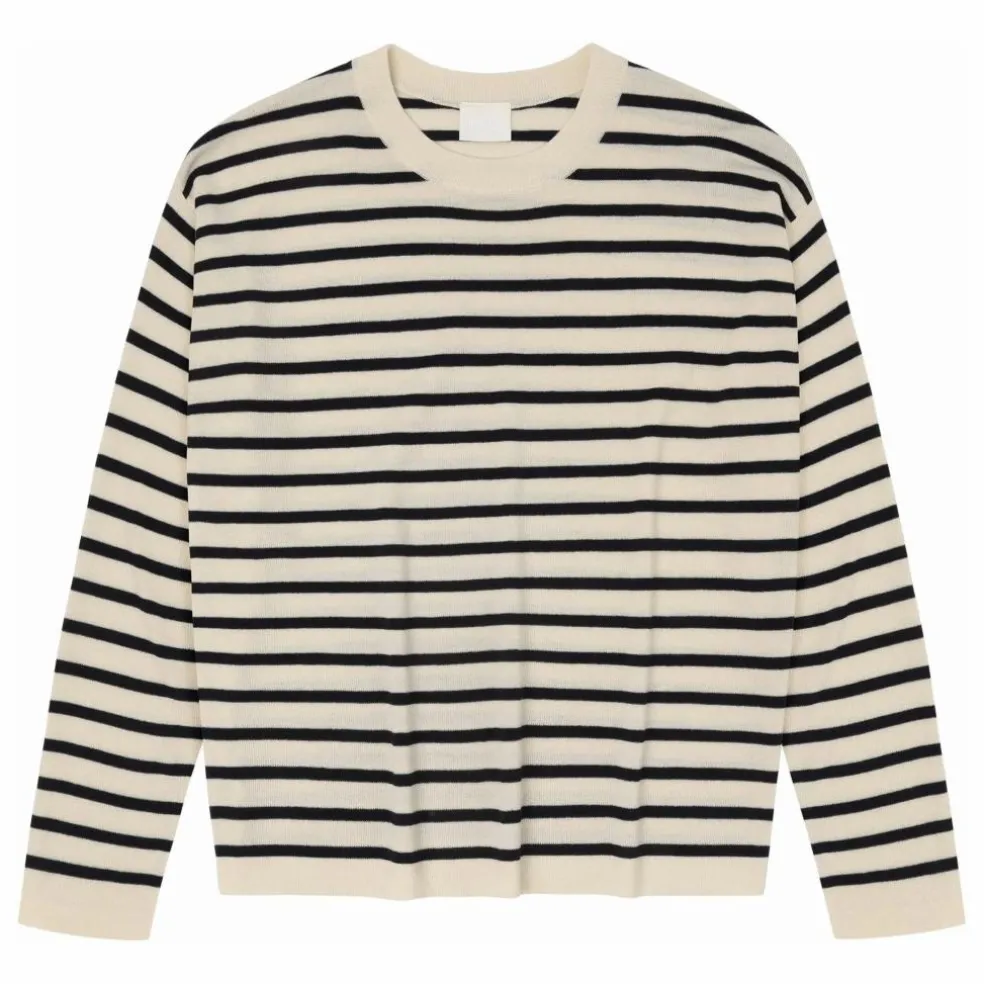 Pull Rayé Laine Mérinos - Collection Femme | Ecru