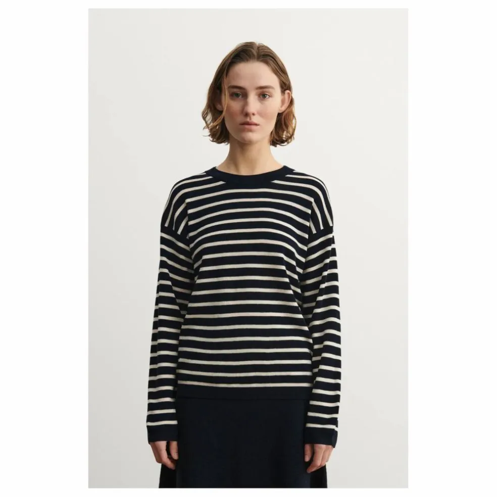 Pull Rayé Laine Mérinos - Collection Femme | Ecru