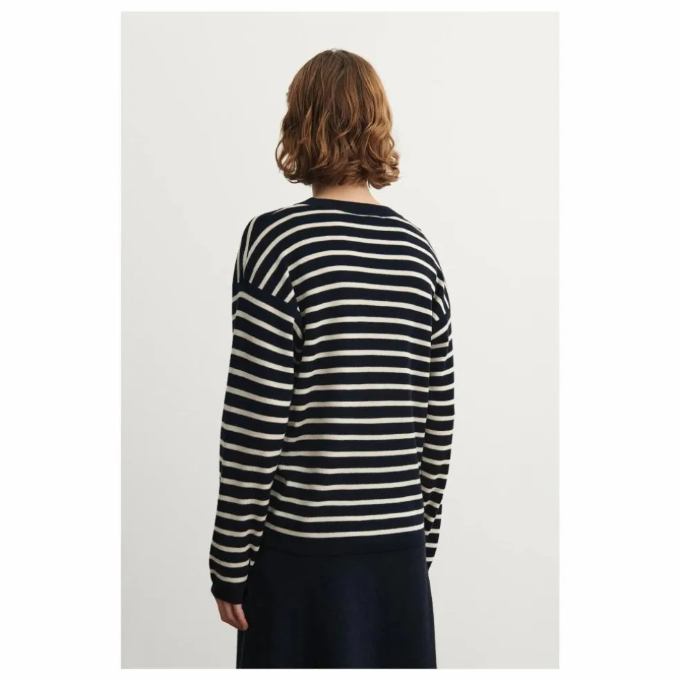 Pull Rayé Laine Mérinos - Collection Femme | Ecru