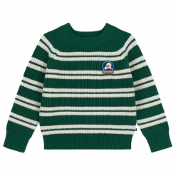 Pull Rayé Logo Laine | Vert sapin