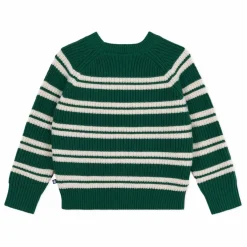 Pull Rayé Logo Laine | Vert sapin
