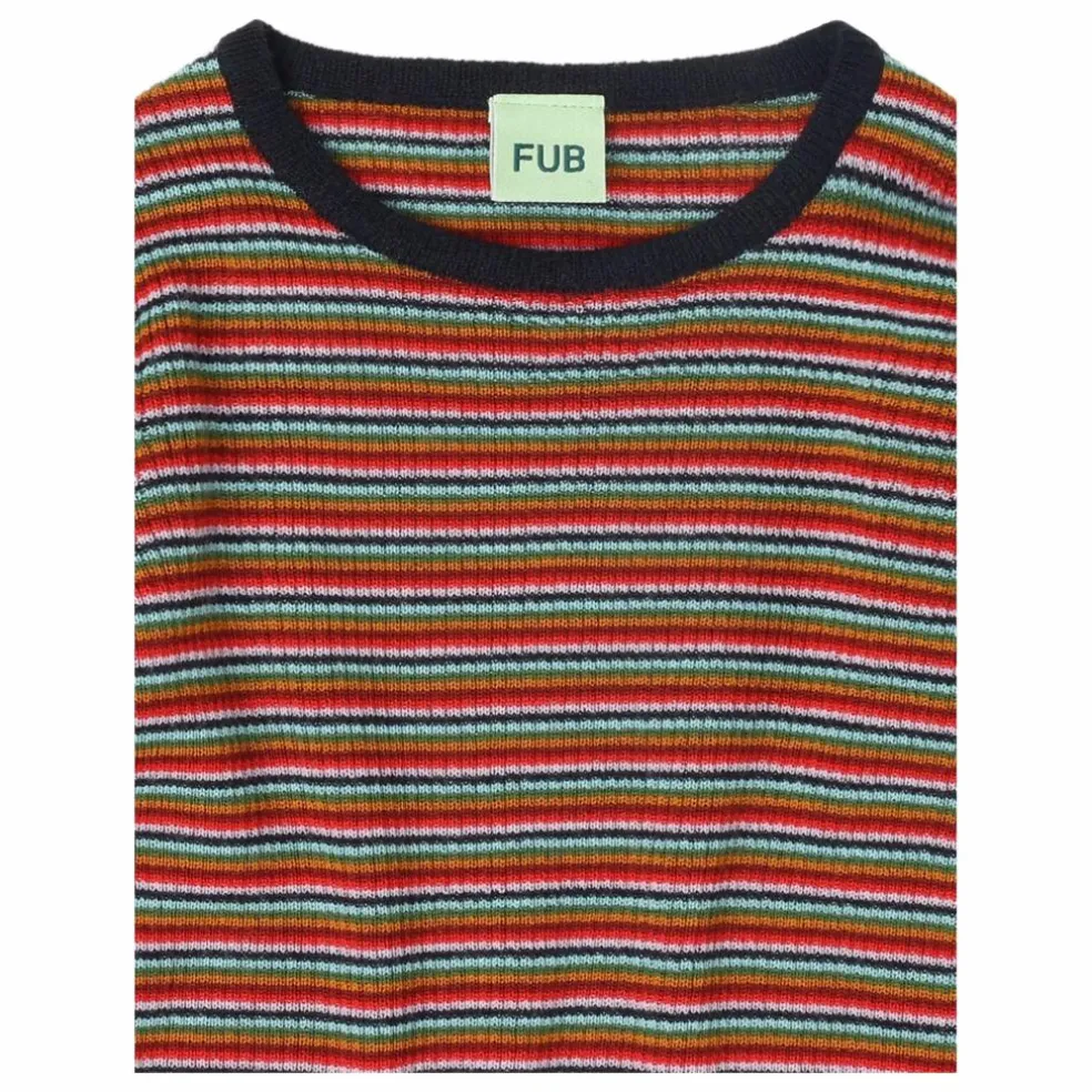 Pull Rayé Maille Fine Laine de Mérinos | Rouge