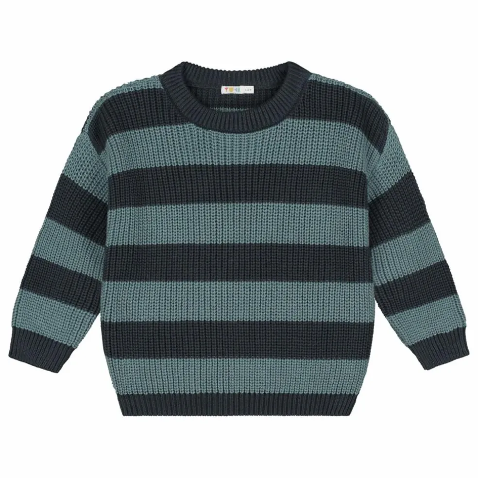 Pull Rayures Coton Bio | Bleu gris