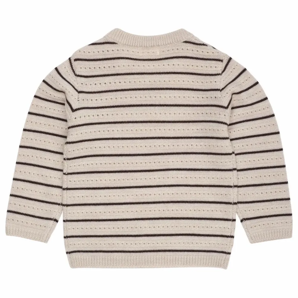 Pull Rayures Laine Mérinos | Beige chiné
