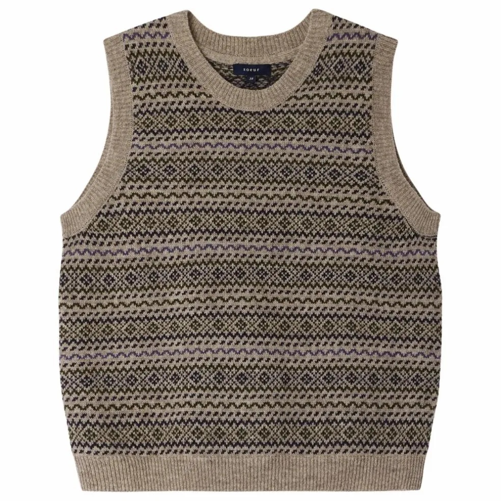 Pull Sans Manches Fiesta Laine Mérinos | Marron