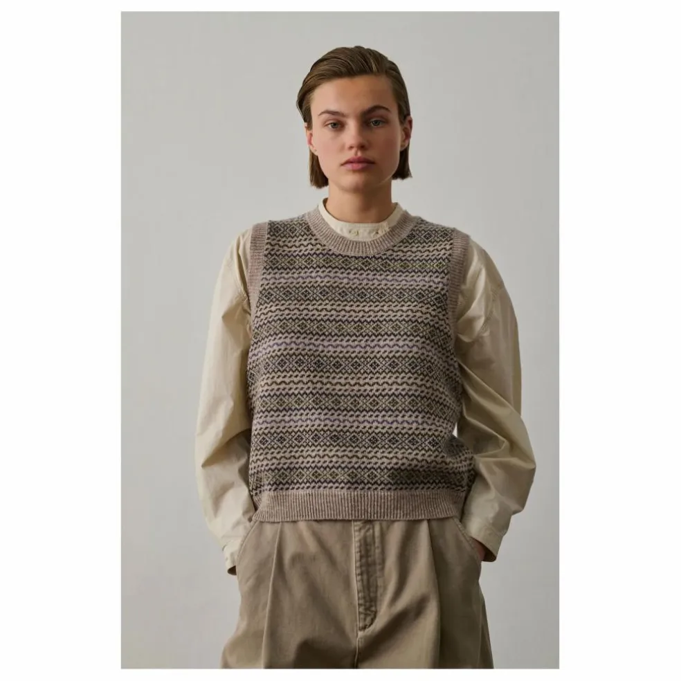 Pull Sans Manches Fiesta Laine Mérinos | Marron