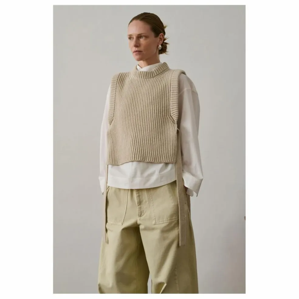 Pull Sans Manches Firmus Laine Mérinos | Ecru chiné