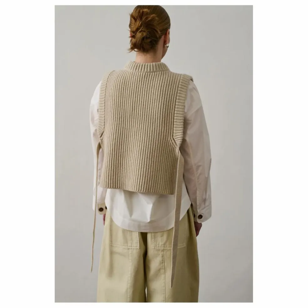 Pull Sans Manches Firmus Laine Mérinos | Ecru chiné