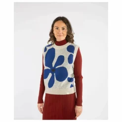 Pull Sans Manches Fleurs Laine | Gris