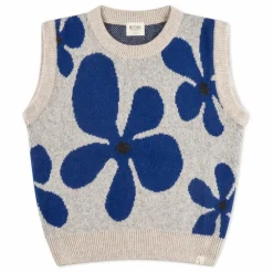 Pull Sans Manches Fleurs Laine | Gris