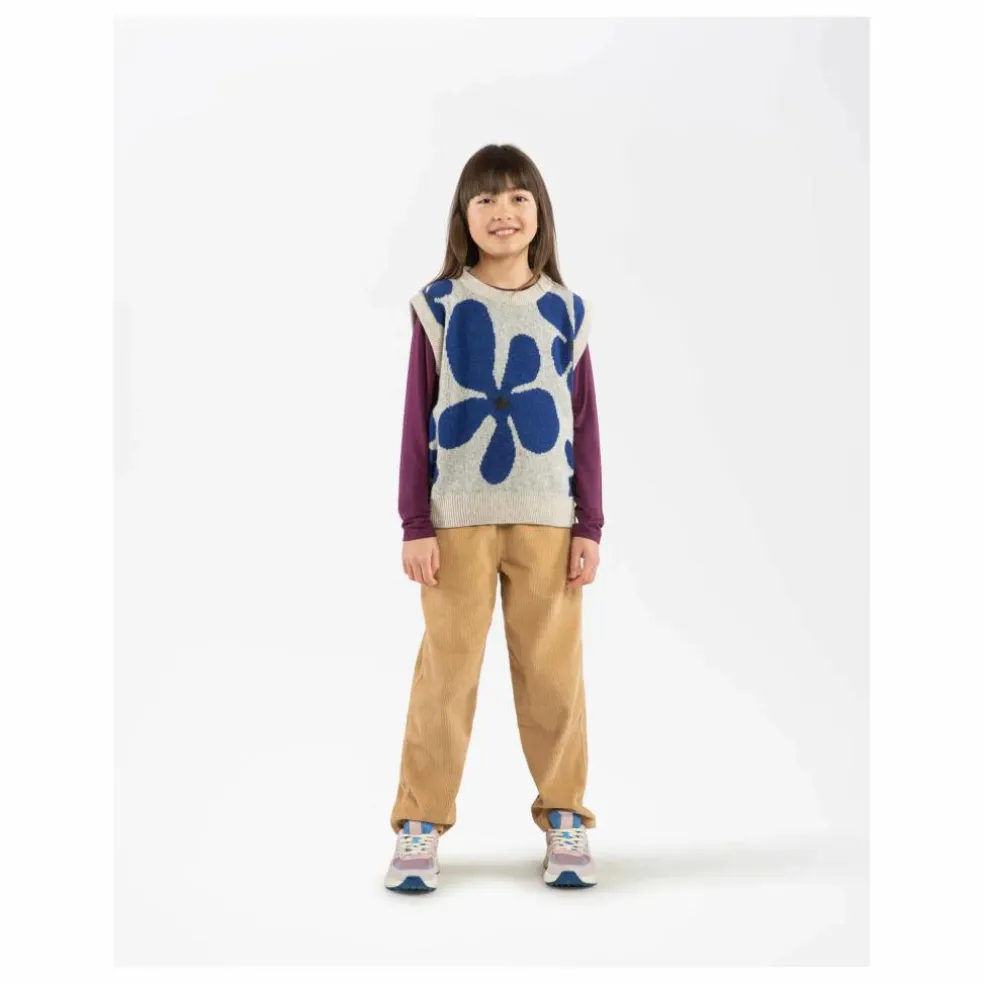 Pull Sans Manches Fleurs Laine | Gris