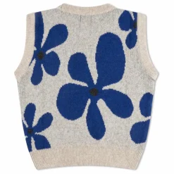 Pull Sans Manches Fleurs Laine | Gris