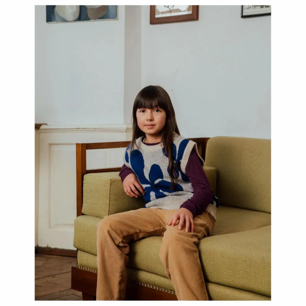Pull Sans Manches Fleurs Laine | Gris