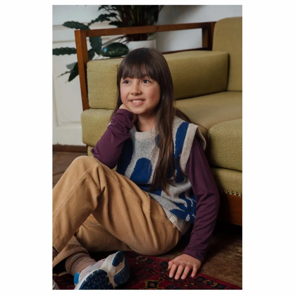 Pull Sans Manches Fleurs Laine | Gris