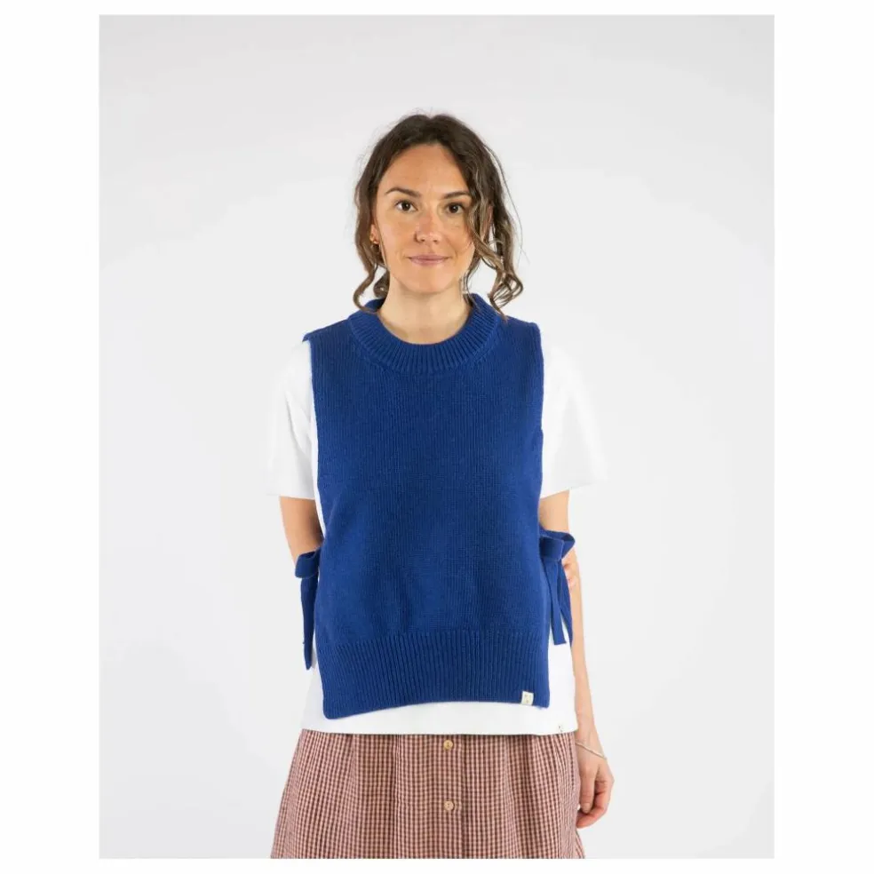 Pull Sans Manches Laine | Bleu