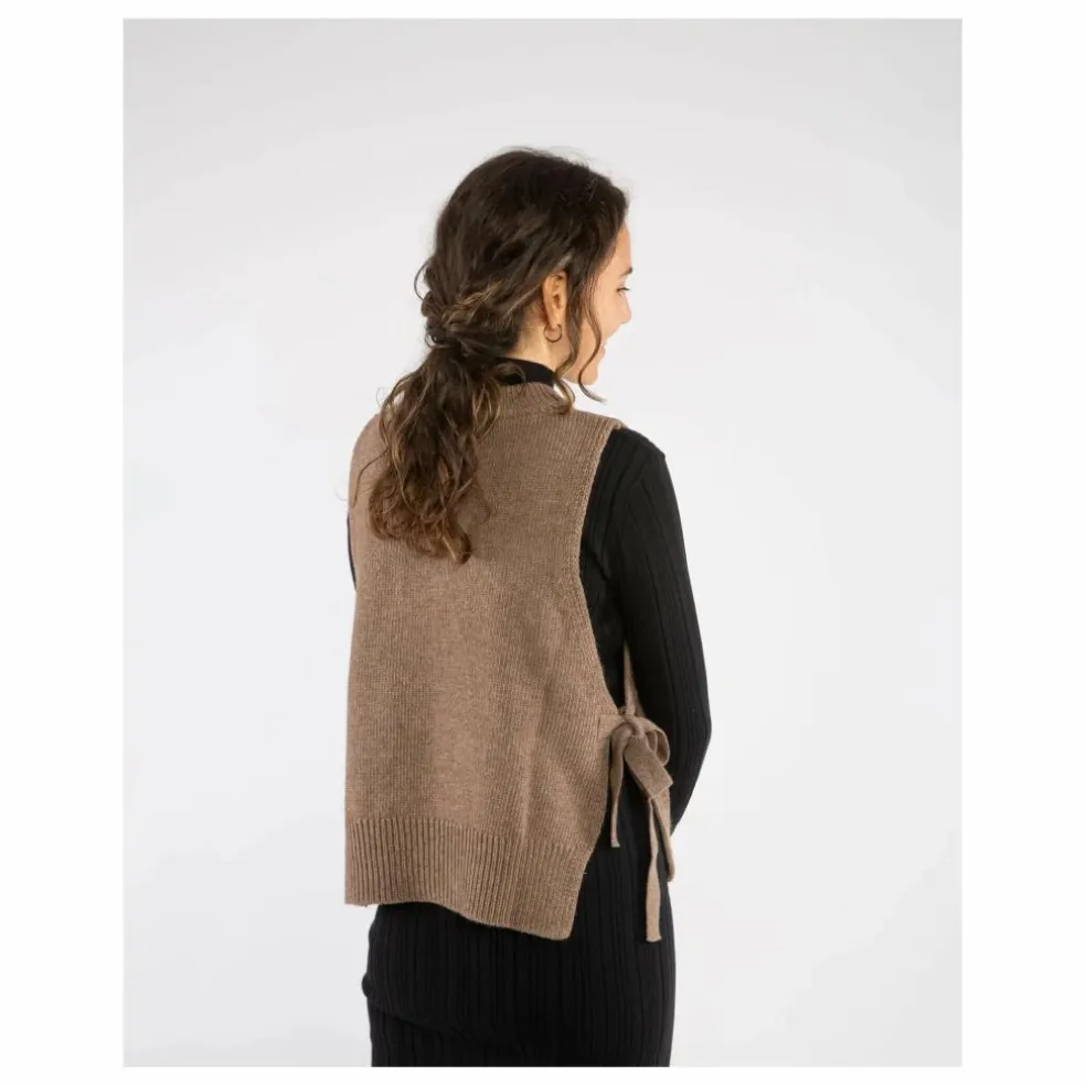 Pull Sans Manches Laine | Taupe
