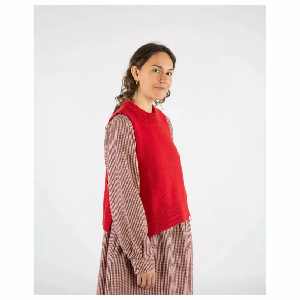 Pull Sans Manches Laine | Rouge