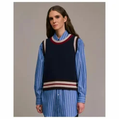 Pull Sans Manches Pumio Laine Mérinos Extra Fine | Bleu marine