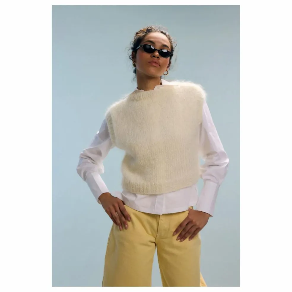 Pull Sans Manches Yasmine Mohair | Blanc