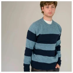 Pull Seamless Rayé Laine | Bleu