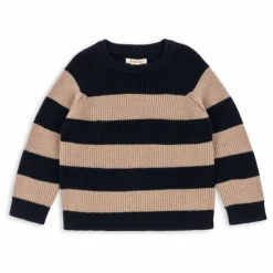 Pull Vitum Rayé Laine Mérinos | Bleu foncé