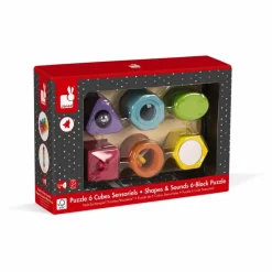 Puzzle 6 cubes sensoriels en bois