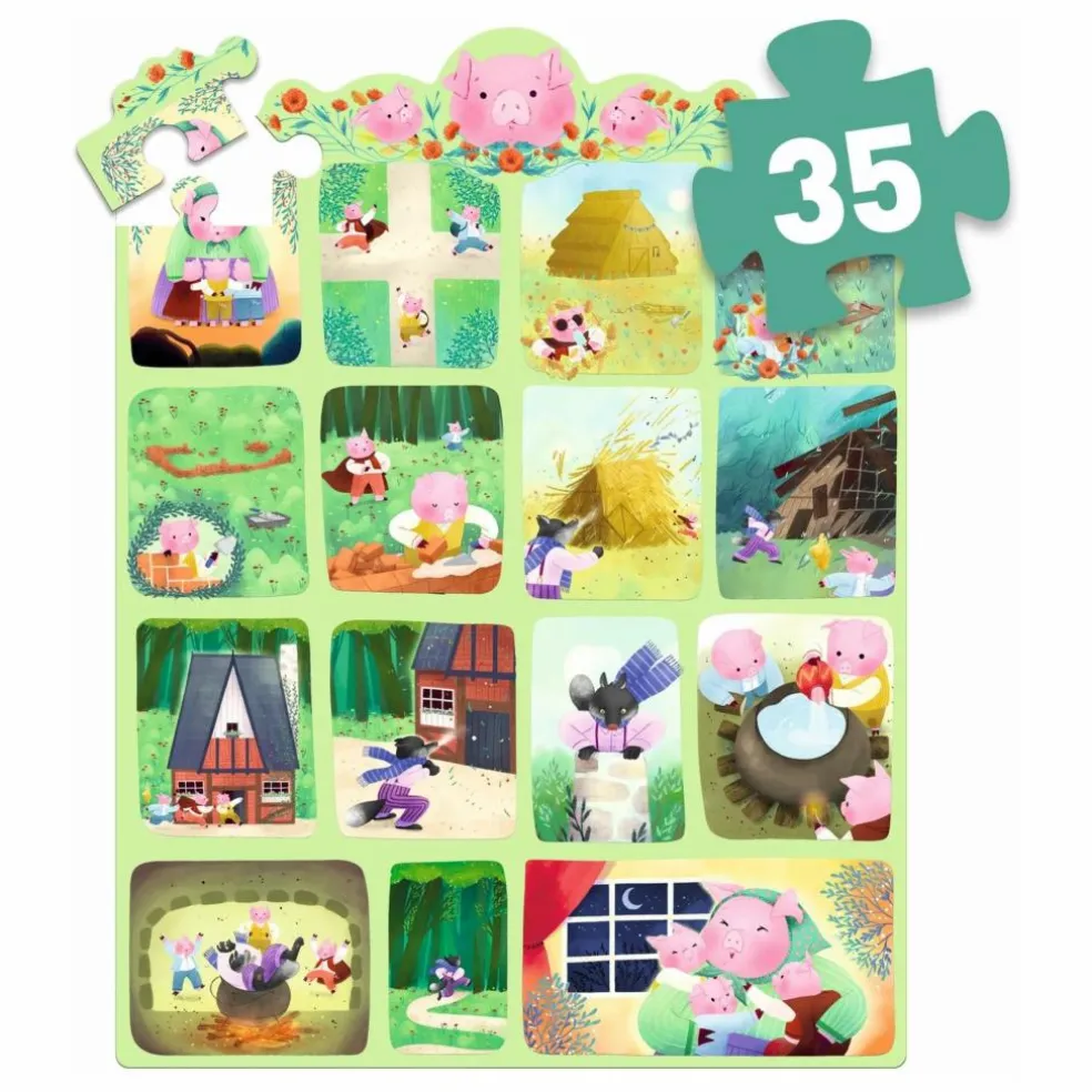 Puzzle histoire Les trois petits cochons - 35 pièces