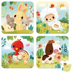 Puzzles évolutifs Animaux de la ferme - 4 puzzles