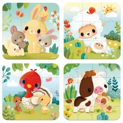 Puzzles évolutifs Animaux de la ferme - 4 puzzles
