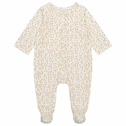 Pyjama à pieds en jersey Amalia Mini-cœurs | Jaune moutarde