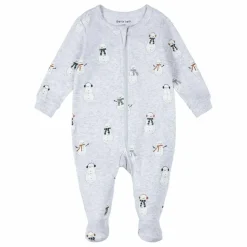 Pyjama Avec Pieds Bonhommes de Neige Coton Bio | Gris