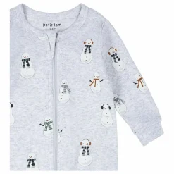 Pyjama Avec Pieds Bonhommes de Neige Coton Bio | Gris