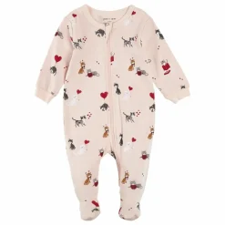 Pyjama Avec Pieds Chats Coton Bio | Rose