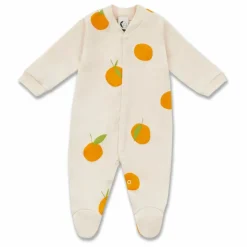 Pyjama avec pieds Clémentines Coton Bio | Ecru
