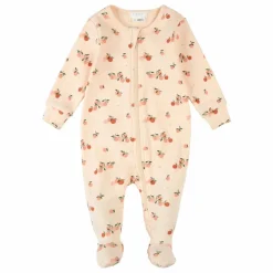 Pyjama Avec Pieds Côtelé Agrumes Coton Bio | Rose pâle