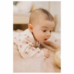 Pyjama Avec Pieds Fleuri Coton Bio | Rose pâle