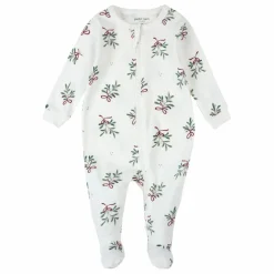 Pyjama Avec Pieds Gui Coton Bio | Blanc