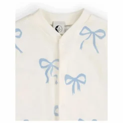 Pyjama avec pieds Nœuds Coton Bio | Ecru