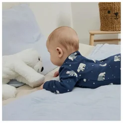 Pyjama Avec Pieds Ours Coton Bio | Bleu foncé