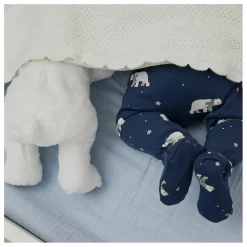 Pyjama Avec Pieds Ours Coton Bio | Bleu foncé