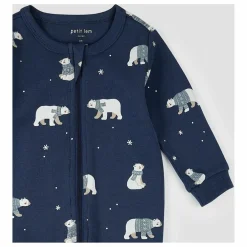Pyjama Avec Pieds Ours Coton Bio | Bleu foncé