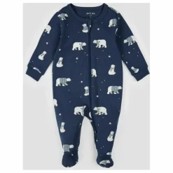 Pyjama Avec Pieds Ours Coton Bio | Bleu foncé