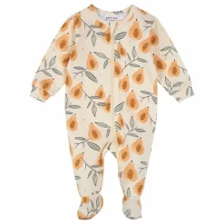 Pyjama Avec Pieds Papayes Coton Bio | Beige