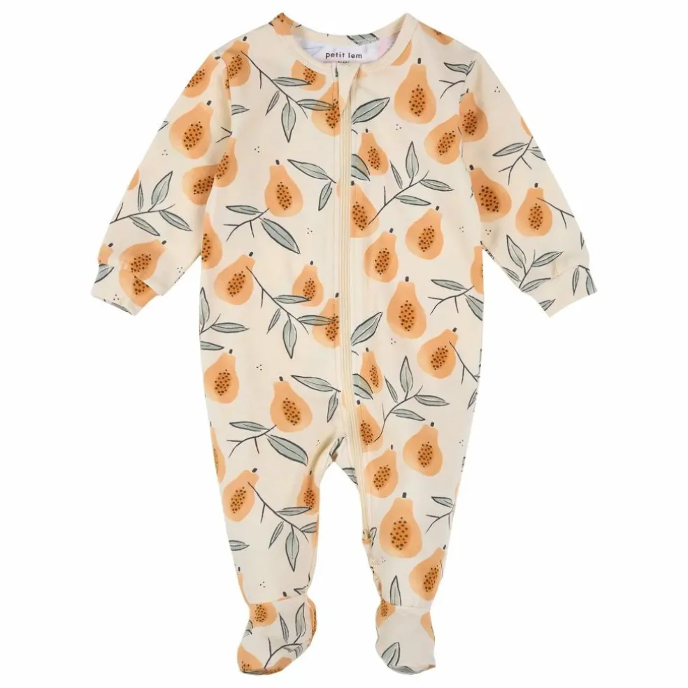 Pyjama Avec Pieds Papayes Coton Bio | Beige