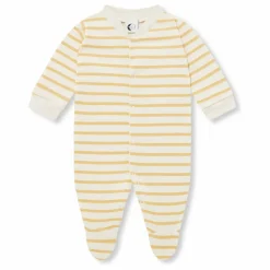 Pyjama avec pieds Rayé Coton Bio | Jaune